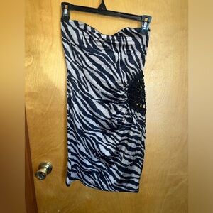 Dots Strapless Zebra Beaded Mandala Mini Dress Women’s Size M